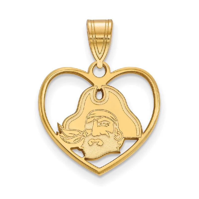 Flash Sale On Exquisite Jewelry – Don't Miss Out 14k Gold Plated Silver East Carolina U Heart Pendant