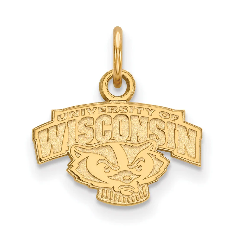 Dainty Floral Jewelry For Feminine Elegance 14k Yellow Gold U. of Wisconsin XS (Tiny) Mascot Logo Charm or Pendant