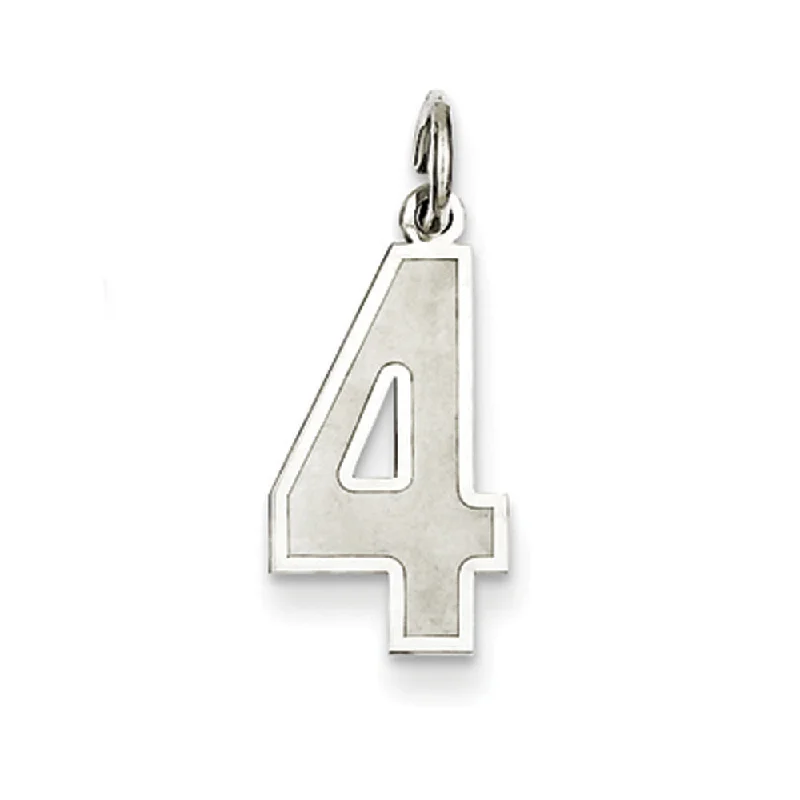 Jewelry Sale – Exclusive Styles At Lower Prices Sterling Silver, Jersey Collection, Medium Number 4 Pendant