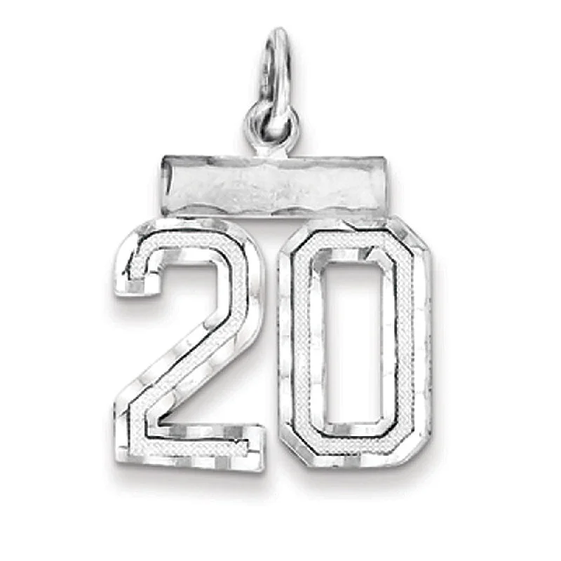 Premium Jewelry, Premium Discounts – Act Fast Sterling Silver, Varsity Collection, Small D/C Pendant, Number 20
