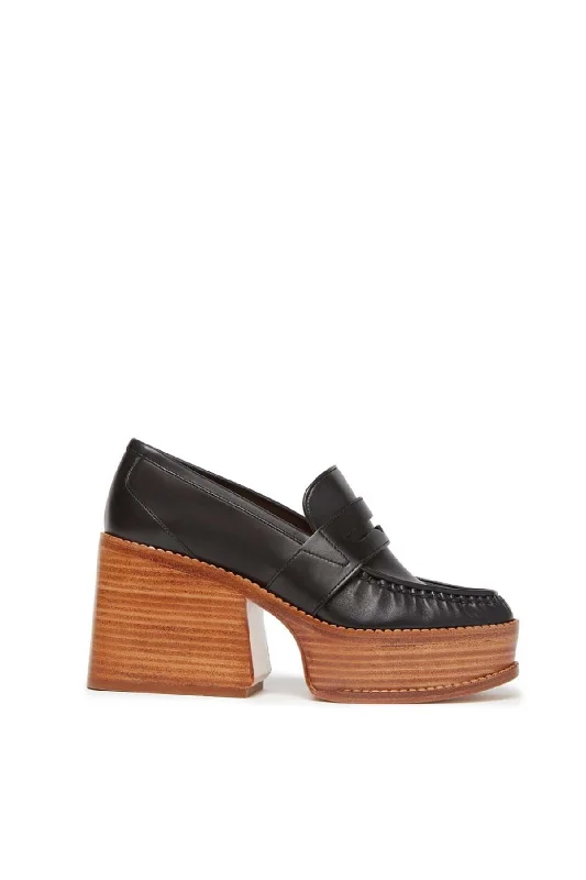 Cozy Chic Promotions Augusta Platform Loafer in Black Leather