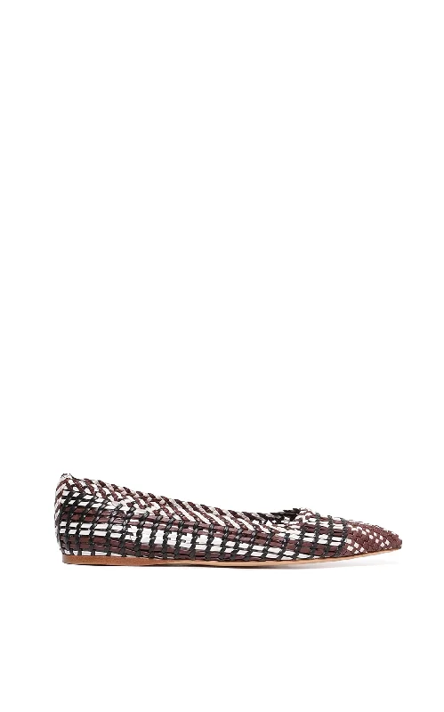 Unleash Your Fashion Aurora Braided Flat Shoe in Chocolate Multi Leather