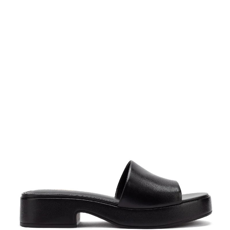Top Brand Discounts Athena Flatform Sandal In Black Leather