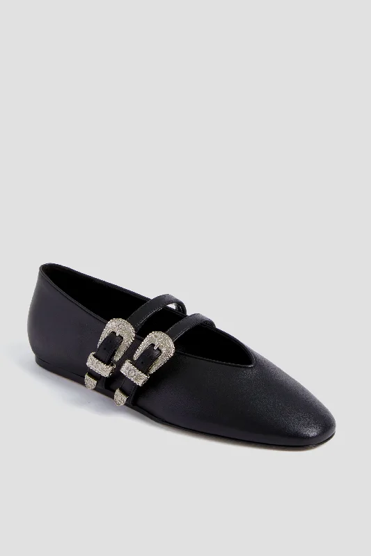 Comfortable Business Shoes Black Claudia Western Leather Slippers