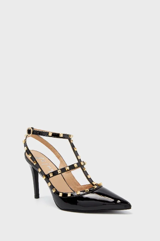 Comfortable Dress Shoes Black Elodie Studded Heels