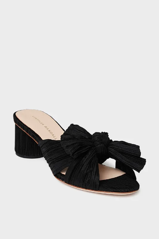 Modern Running-Style Shoes Black Emilia Pleated Knot Mules