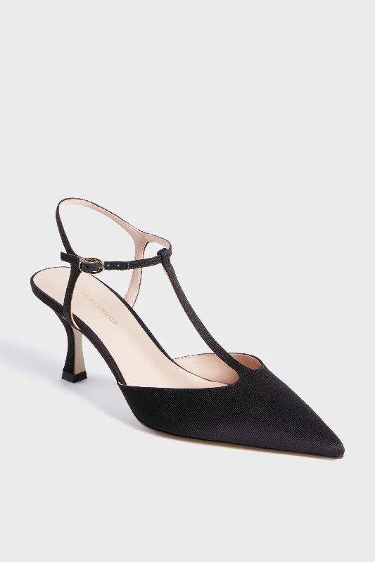 Luxury Streetwear Shoes Black Grosgrain Margot Heels