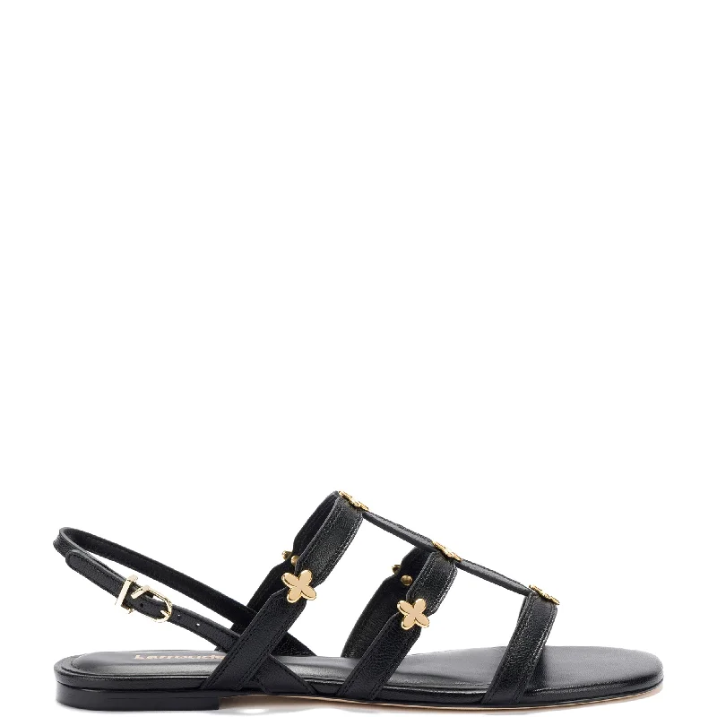 Women's Foot-Friendly Shoes Harmony Flat Sandal In Black Leather