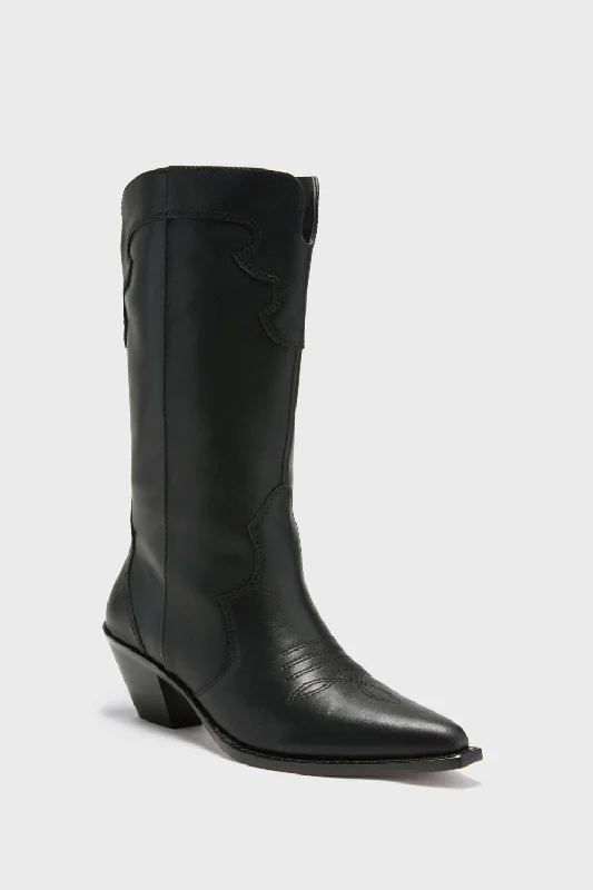 Statement Footwear Discount Black Leather Wilson Cowboy Boots