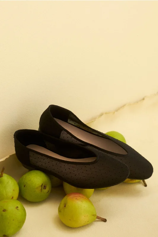 Trendy Outdoor Casual Shoes Black Mesh Nina Flats