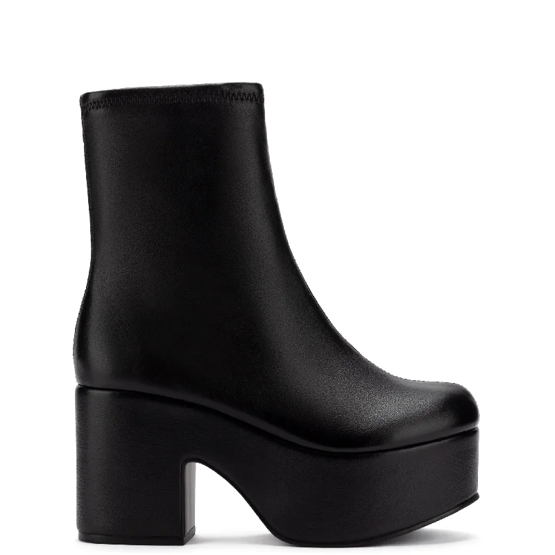 Bold Fashion Sales Miso Platform Boot In Black Stretch Leather