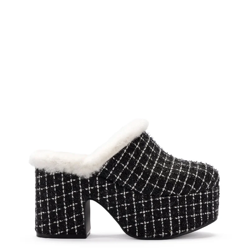Shop Sale Items Miso Platform Clog In Black Tweed and Natural Shearling