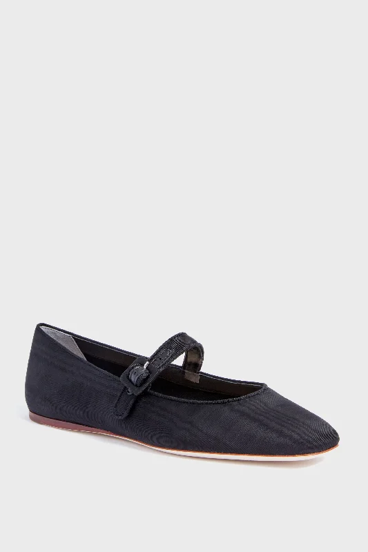 Chic Breathable Shoes Black Moire Ginger Flats