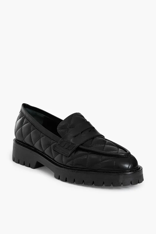 Stylish Shoe Discounts Black Quilted Leather Signe Loafers