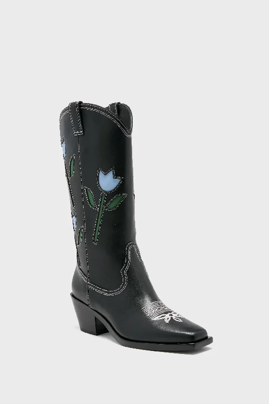 Ultra-Light Footwear Sale Black with Tulips Wilder Boots