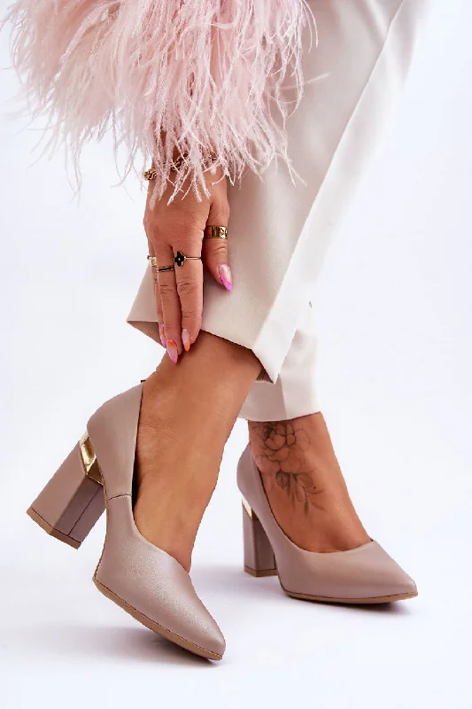 Chic Style Discounts Step In Style Lewski Satin Finish Leather Block Heel Pumps