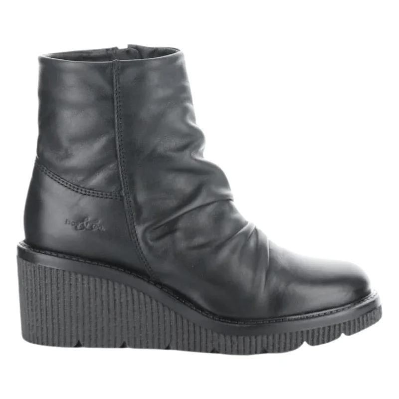 Fashionable Casual Footwear Offers Bos and Company Women's Alina Black Feel Leather Waterproof