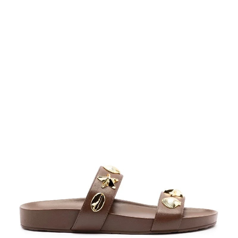 Women's Durable Footwear Madison Slide In Brown Leather