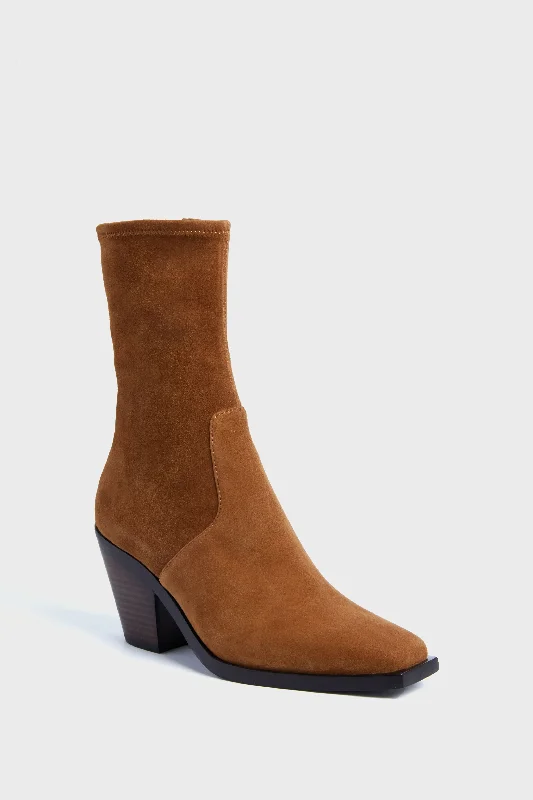 Women's Soft Sole Shoes Cacao Stretch Suede Reese Boots