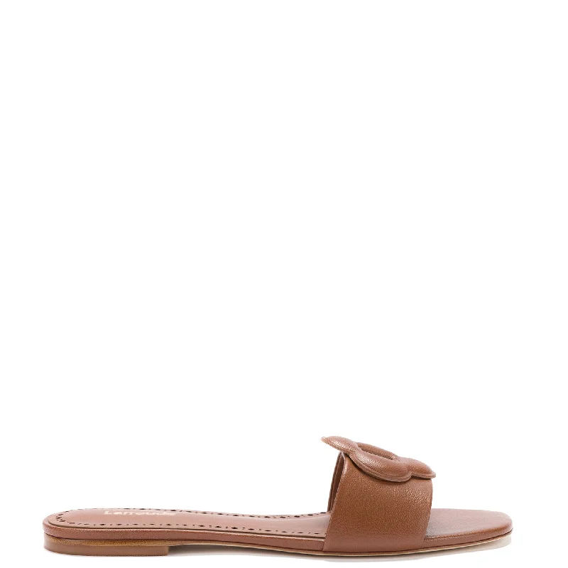 Lightweight Fashion Shoes Flora Flat Mule In Caramel Leather