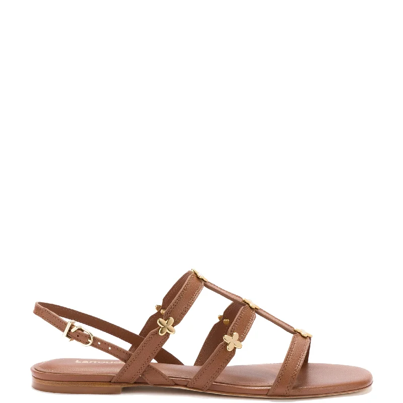 Women's Flexible Sole Shoes Harmony Flat Sandal In Caramel Leather