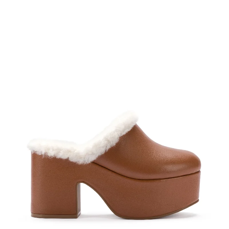 Massive Selection Sale Miso Platform Clog In Caramel Leather and Natural Shearling