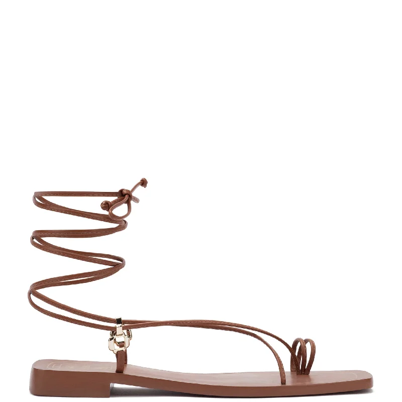 Urban Fashion Footwear Portofino Flat Sandal In Caramel Leather