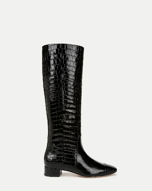 Travel-Friendly Footwear Promotion Cecile Croc-Embossed Tall Boot