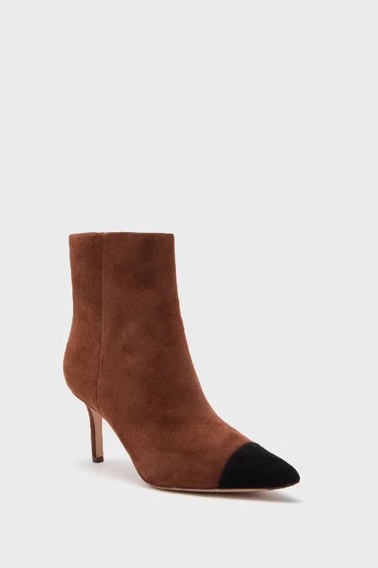 Chic Styles Cedar and Black Lisa Cap Toe Boots