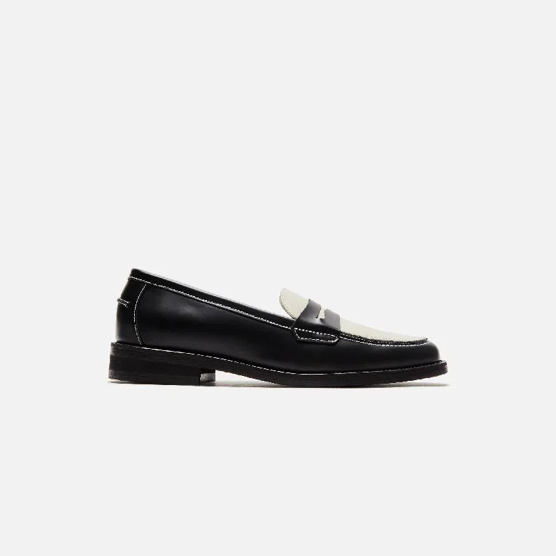 Affordable Shoe Fashion DUKE + DEXTER WMNS Wilde Penny Loafer - Black / White
