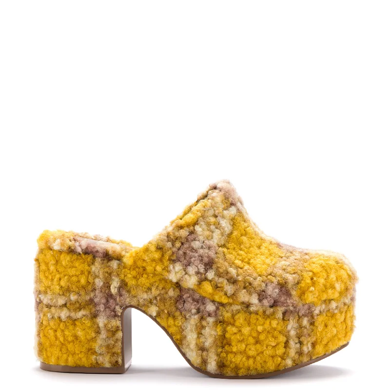 Quick Grab Deals Miso Platform Clog In Dijon Plaid Shearling