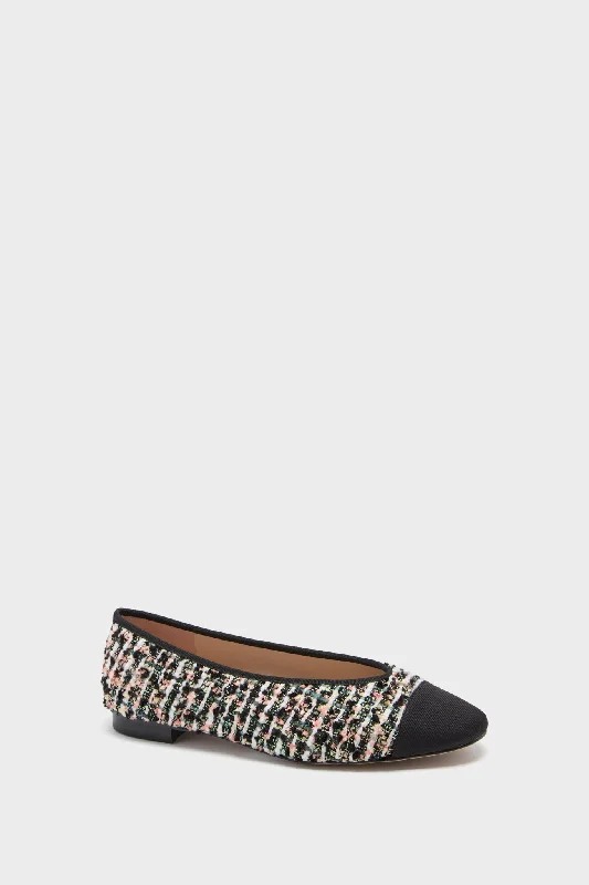 Comfortable Casual Shoes Embellished Tweed Nina Flats