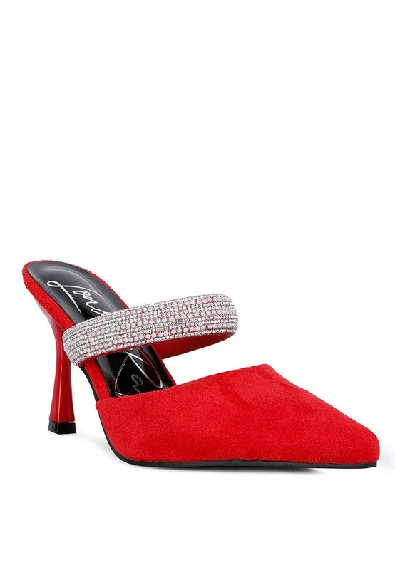 Comfortable Casual Loafers Hot Girl X London Rag Delia Diamante Strap Velvet Heeled Mules Comfortable Casual Loafers Hot Girl X London Rag Delia Diamante Strap Velvet Heeled Mules