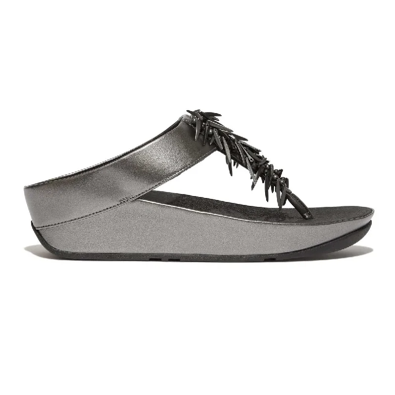 Sophisticated Style Offers FitFlop Women's Rumba Beaded Pewter/Black Thong