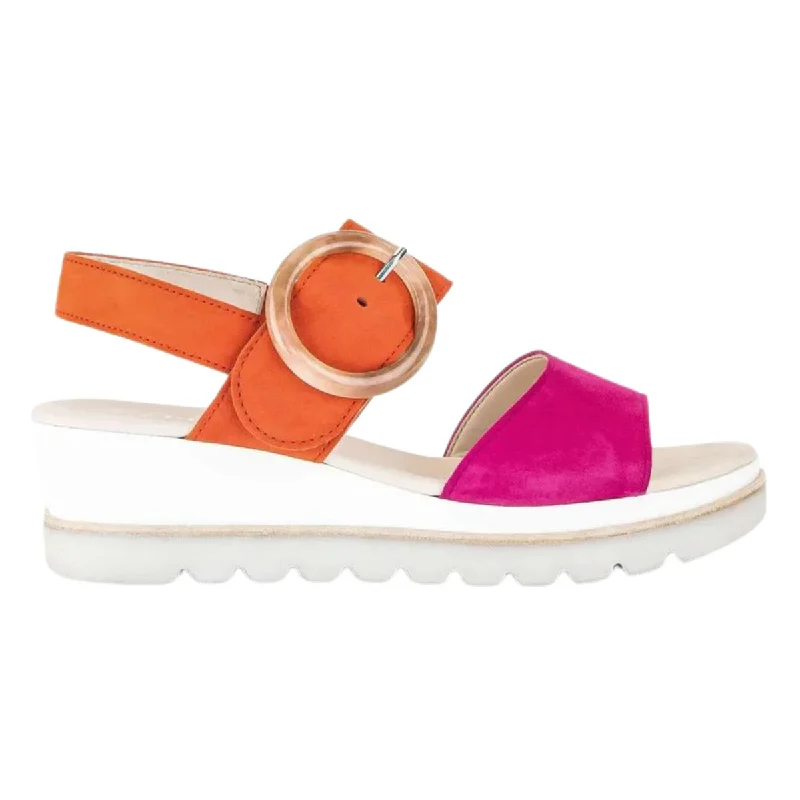 Sporty Fashion Offers Gabor Women's 44.645-13 Sandal Orange/Pink Suede
