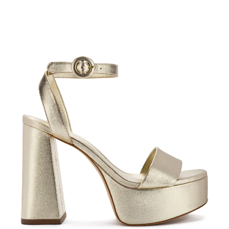 Urban Elegance Deals Dolly Sandal In Gold Metallic Leather