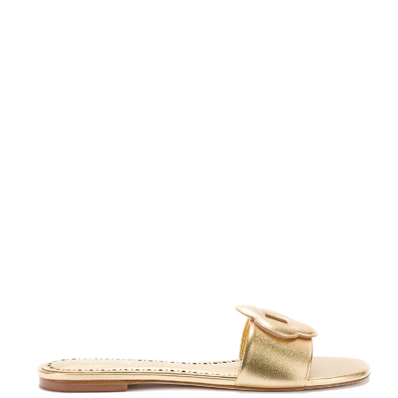 Minimalist Casual Shoes Flora Flat Mule In Gold Metallic Leather