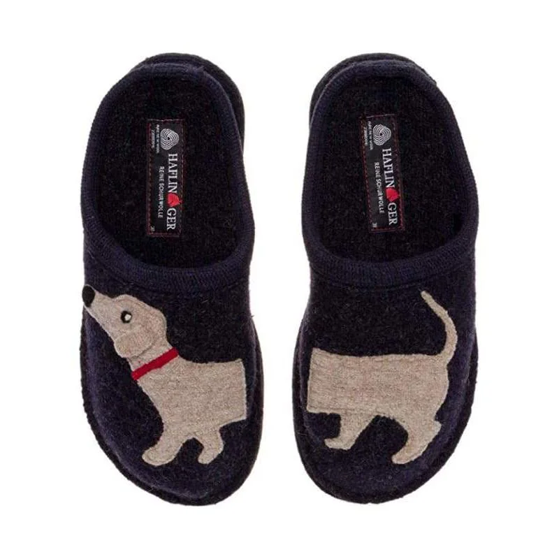 Women's Fashion Boots Haflinger Women's Doggy Captains Blue Wool