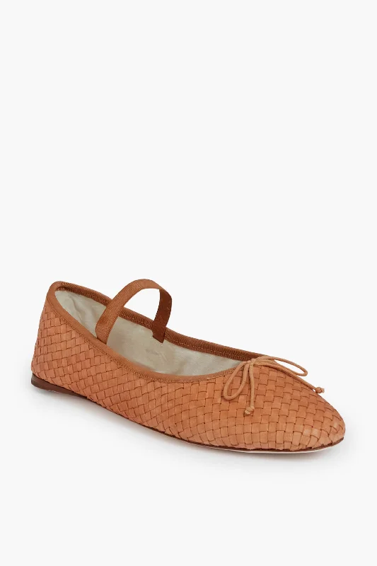 Comfortable Slip-On Shoes Honey Woven Leather Leonie Ballet Flat