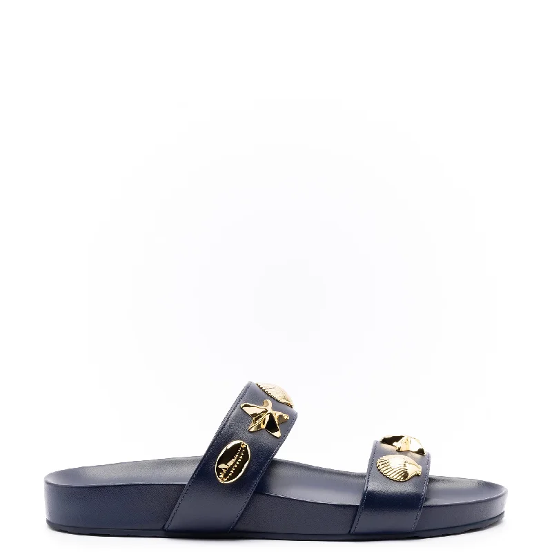 Women's Fashion Boots Madison Slide In Navy Leather