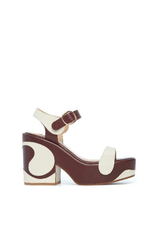 On-Trend Fashion Offers Iris Platform Sandal in Cream Bordeaux Nappa Leather