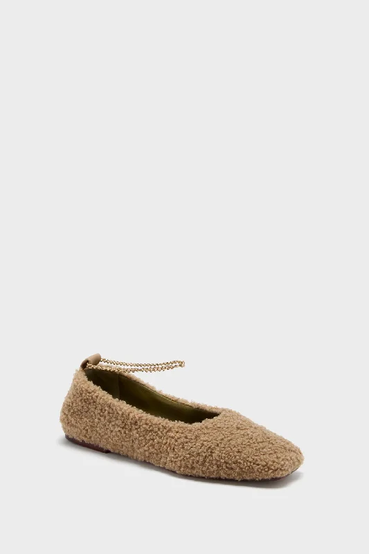Comfortable Maternity Shoes Light Beige Teddy Augusta Ballet Flats