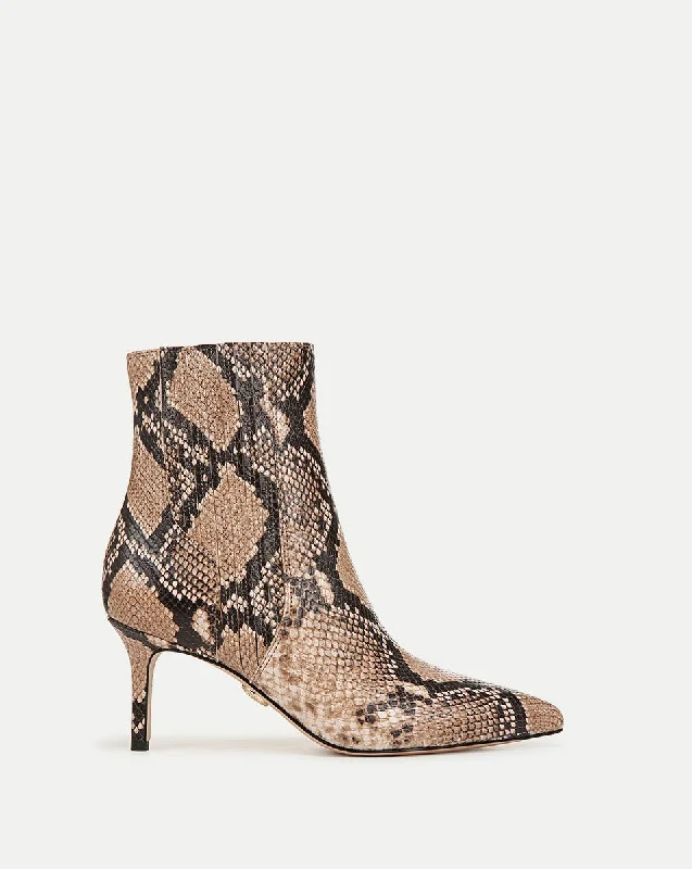 Elegant Evening Shoes Deal Lisa Snakeskin-Embossed Mid-Heel Bootie