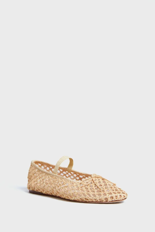Stylish All-Day Wear Shoes Natural Crochet Raffia Leonie Flats