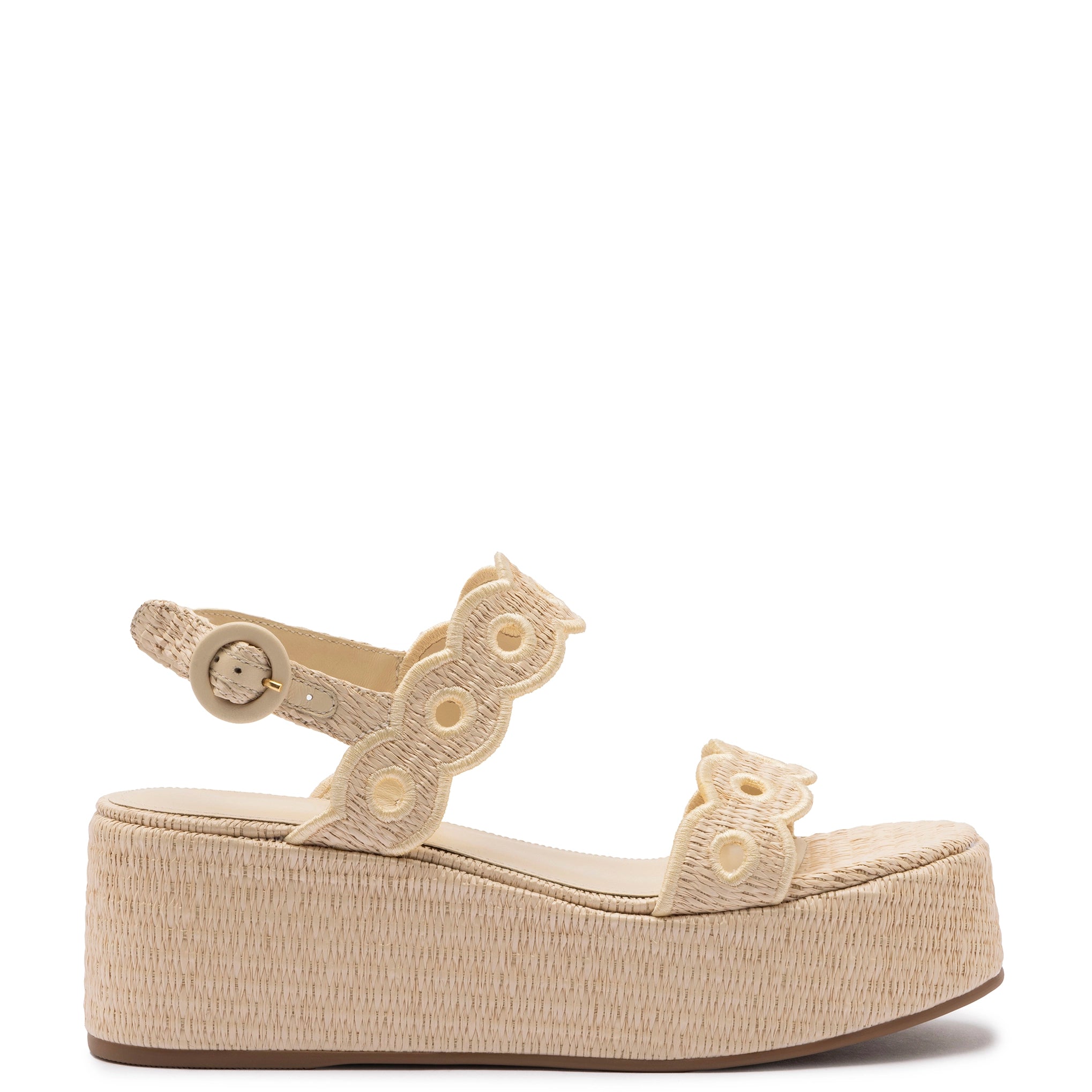 Affordable Trendy Fashion Florence Broderie Flatform In Natural Raffia