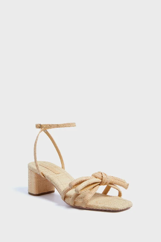 Comfortable Urban Shoes Natural Straw Mikel Mid Heel Bow Sandal