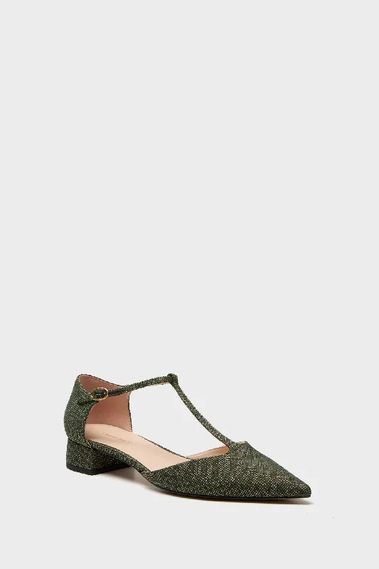 Trendy And Breathable Shoes Olive Lurex Jacquard Collins Flats