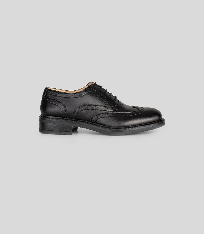 Women's Foot-Friendly Shoes Oxford Brogue in Black from Solari Milano