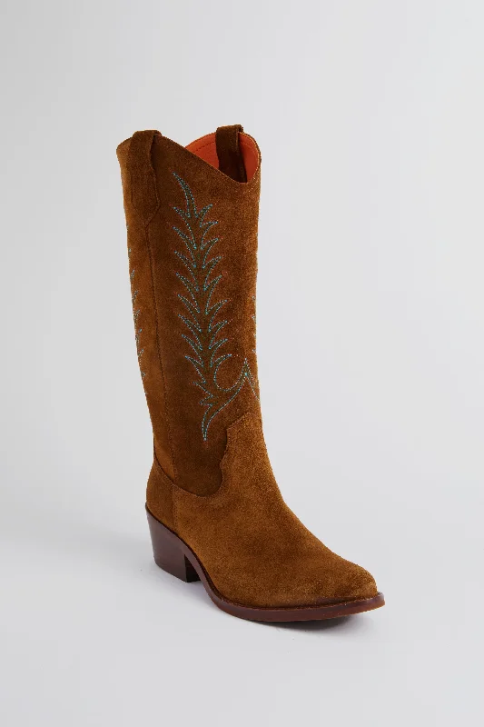 Modern Casual Shoes Peat Goldie Embroidered Suede Cowboy Boots