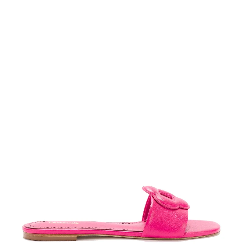 Luxury Casual Footwear Flora Flat Mule In Pink Leather